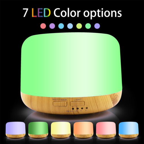 XINFANYA 300ml Essential Oil Diffuser Quiet Aromatherapy Mist Diffuser Ultrasonic Aroma Fragrant Oil Humidifier Vaporizer with 7 Color LED Lights Timer and Auto-Off Switch