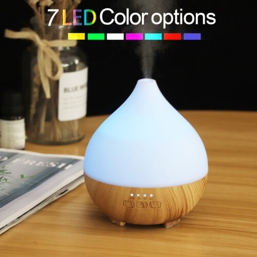 XINFANYA 150ml Essential Oil Diffuser USB Portable Wood Grain Aromatherapy Diffuser Aroma Mist Humidifier with 7 Colors LED Night Lights for Home Bedroom